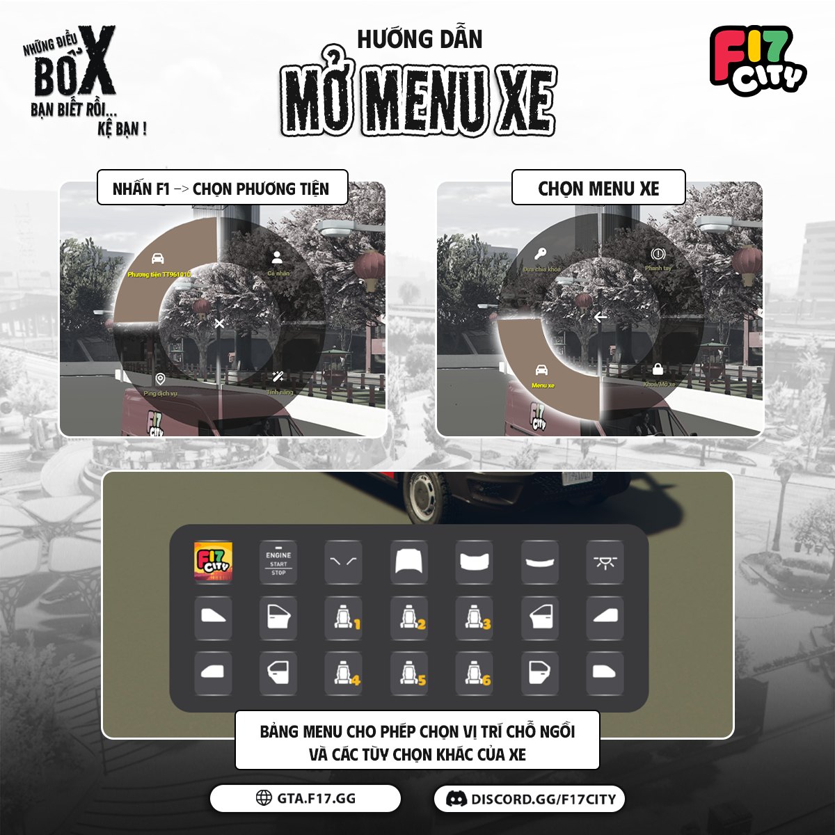 Hướng dẫn mở menu xe