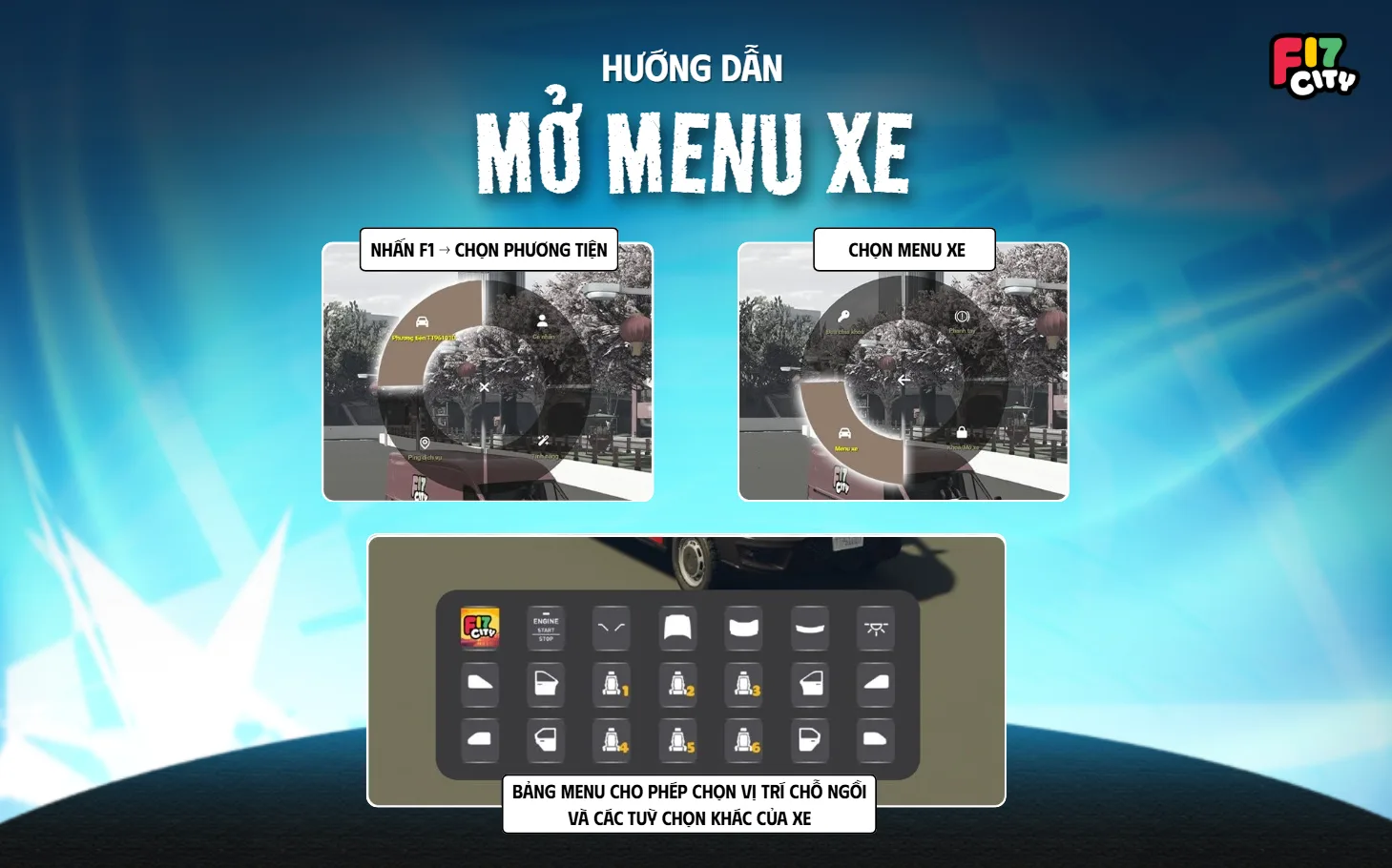 Hướng dẫn mở menu xe